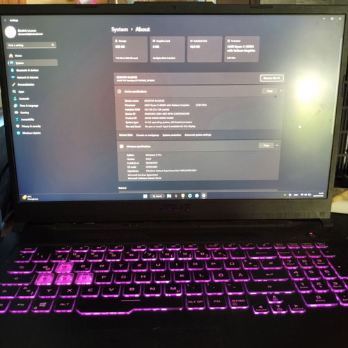 Asus TUF Gaming A17 laptop used with GTX1660Ti, Ryzen, 16GB RAM, 1TB SSD