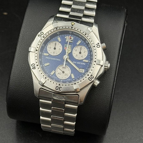 Tag Heuer Professional men's chronograph watch used, silver