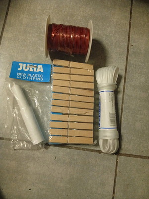 Household supplies set used with wire, clothespins and cord
