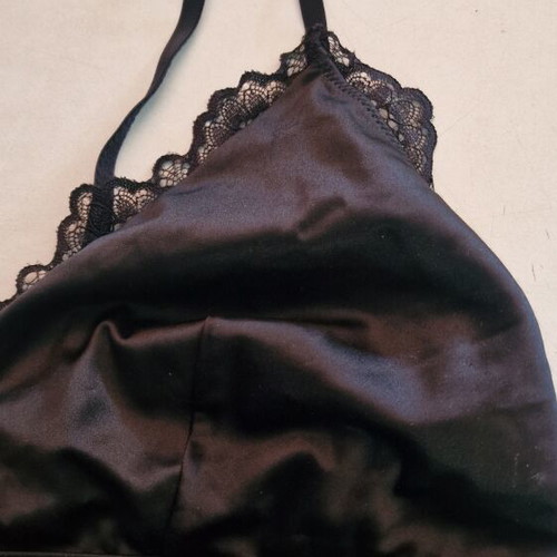 Black satin bralette with lace Understatement XXL like new