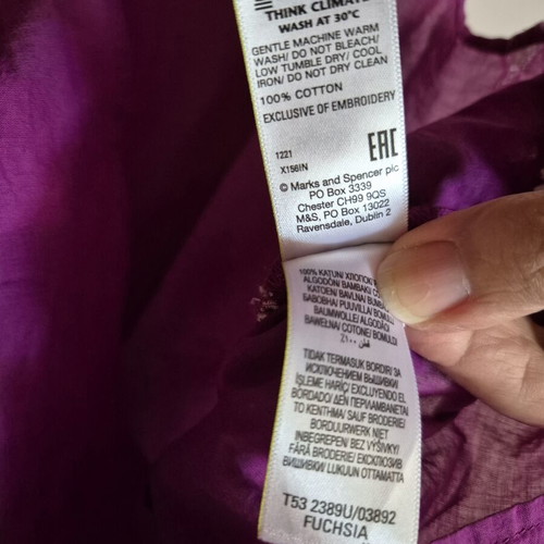 Cotton embroidered top Marks & Spencer like new, size XXL, purple