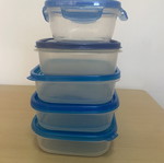 Plastic food containers, set of 5