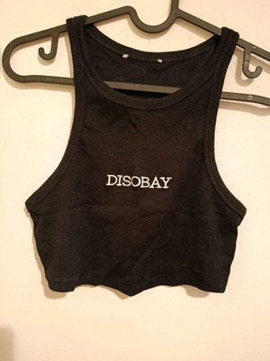 Crop top rip used, black, one size with cut-out shoulders