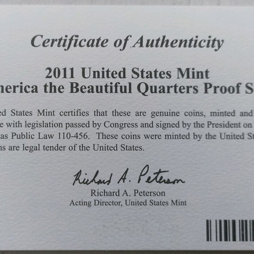 2011 USA America the Beautiful Quarter Proof coin set new