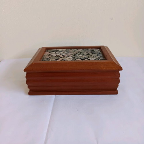Vintage wooden jewelry box with jewelry used