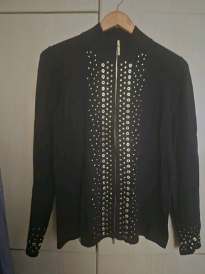 Belldini Black Knit Jacket with Studs and Zipper Large New