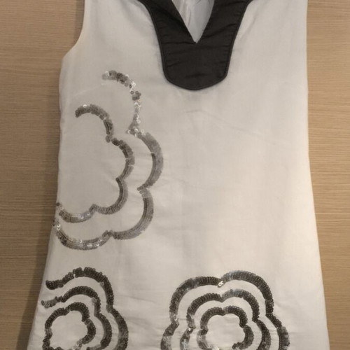 Linen summer dress Sweet Miss like new, white and gray, size S