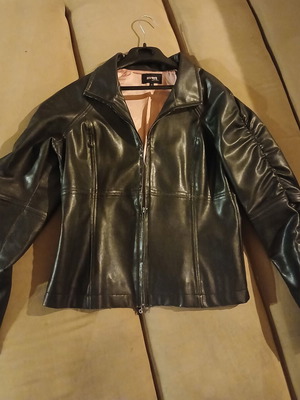Leather spring sport jacket Peter Werth women used, black, size L