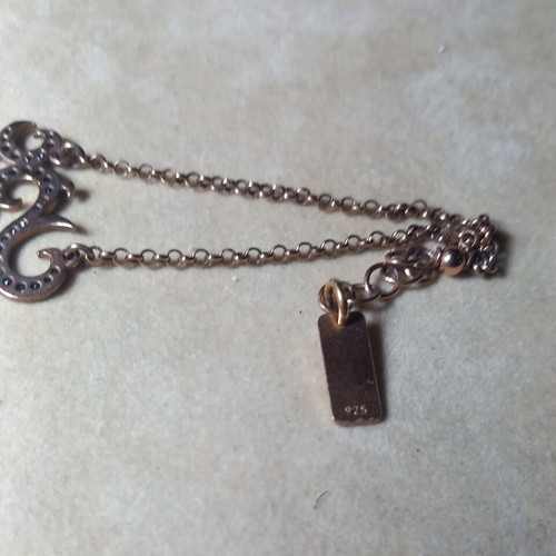 Gregio silver 925 rose gold bracelet with black zircon, new