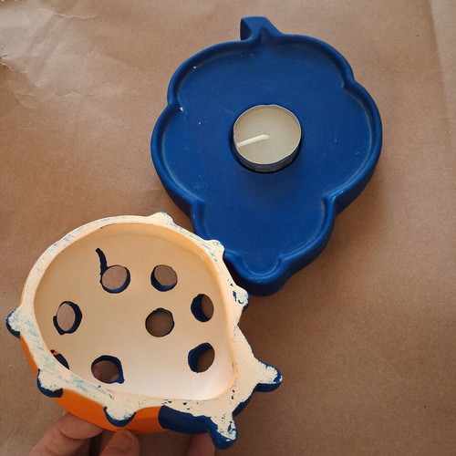 Clay Ladybug Candlestick with Tealight Holder like new