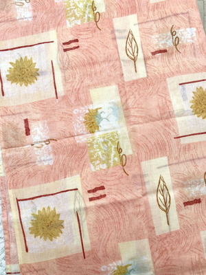 Tablecloth 1.14x1.14 cotton printed pink yellow like new