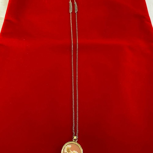 Accessorize vintage long gold chain with round flower pendant new