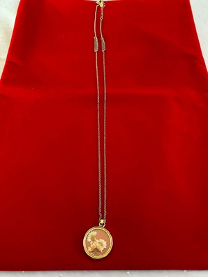 Accessorize vintage μακρυά χρυσαφί αλυσσίδα με μενταγιόν κύκλος με λουλούδια καινούργιο