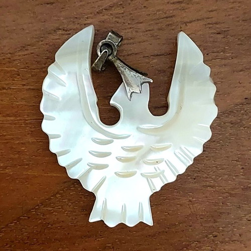 Carved Mother of Pearl Pendant eagle phoenix, like new