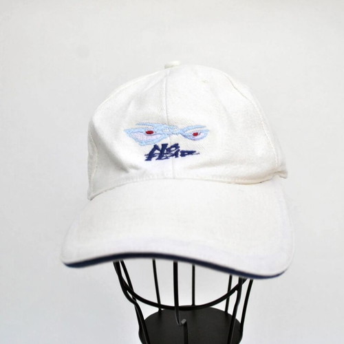 No Fear Vintage White Baseball Cap with Embroidered Logo and Eyes Y2K