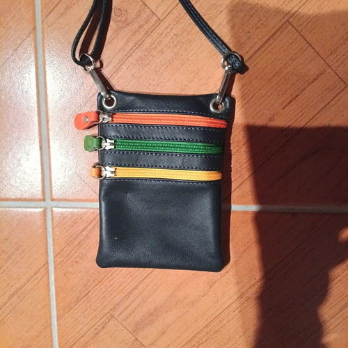 Leather bag wallet new, black