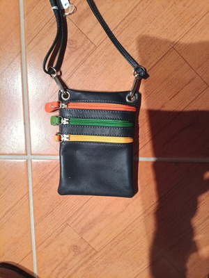 Leather bag wallet new, black