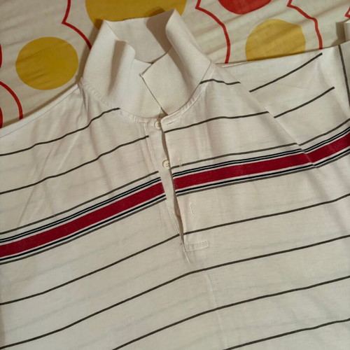 Men's blouse XL like new, white with multicolor stripes