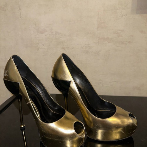 Dukas pumps used, gold-black, size 37, stiletto heel