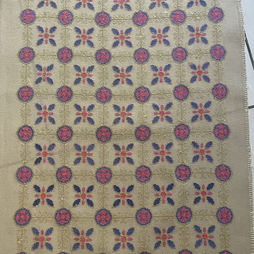 Handmade embroidered table runner used, earth tones, 96x47 cm
