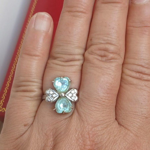 Ring with natural topaz, silver 925, 17 mm