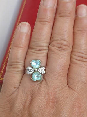 Ring with natural topaz, silver 925, 17 mm