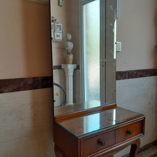 Queen Anna style vanity table used, walnut wood