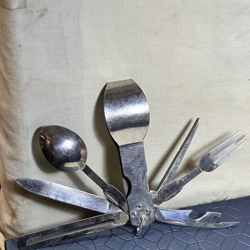 Vintage Camping Multitool 7-in-1 with Cutlery and Bottle Opener used