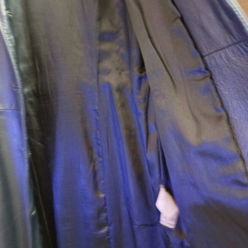 Lussile leather women's coat used, black, XL, with fur collar