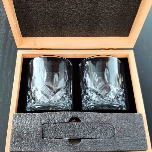 Bacardi Luxury Drink Set New In Solid Bamboo Wood Case