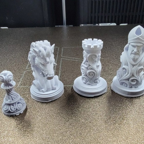 Fancy chess set new, printed pieces