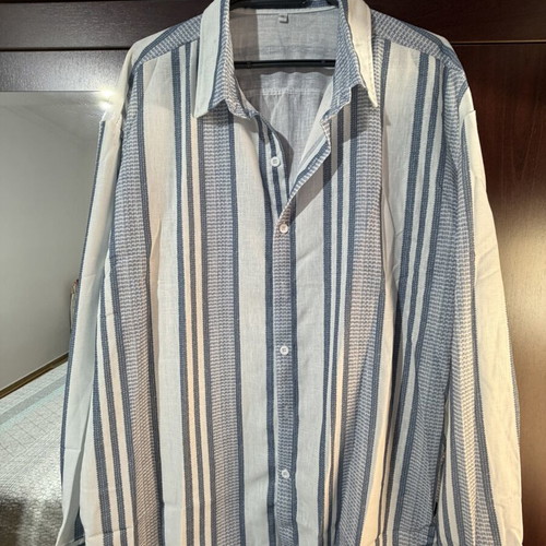 Old Money Striped Men's Shirt new, white and blue, XL