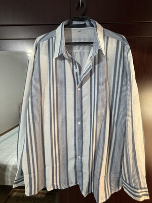 Old Money Striped Men's Shirt new, white and blue, XL