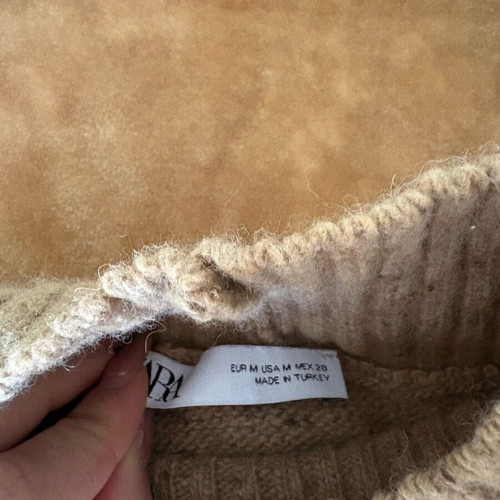 Zara knitted sweater new without tags, size M, beige brown