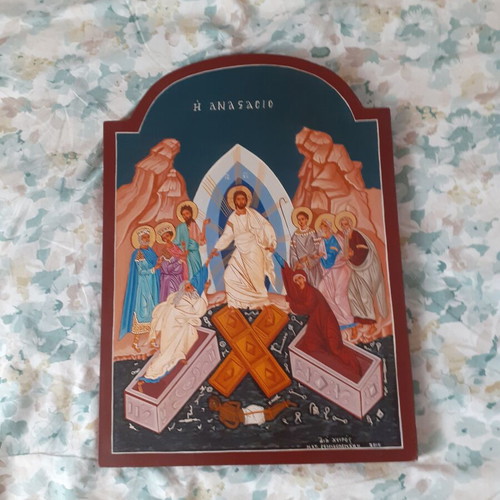 Byzantine icon new, egg tempera on wood with real gold leaf