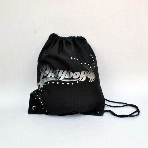 Playboy Black Drawstring Backpack Nylon like new
