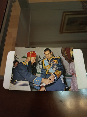 Καρτ ποσταλ Βασιλιά Κωσταντίνου με αξιωματικό της ανακτορικής φρουράς μεταχειρισμένο