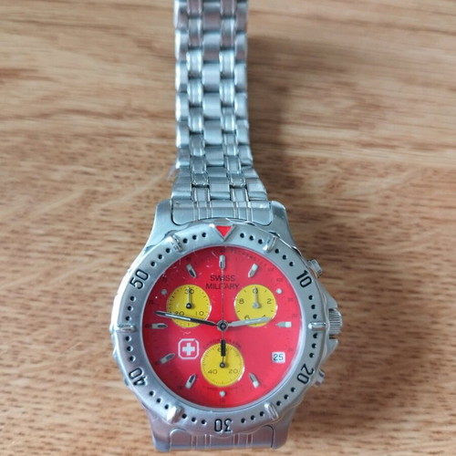 Swiss Military wristwatch 1515.9 like new, waterproof, steel with chronograph