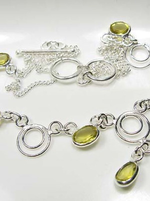 Ασημένιο 925 κολιέ με yellow tourmaline καινούργιο fashion