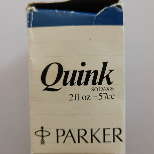 Glass ink bottle Parker Quink Solv-X used with case