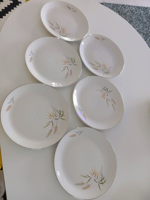 Kerameikos plate and platter set used with imperfections, 6 plates 24 cm, platter 23x32