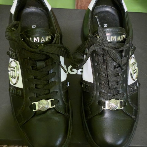 Balmain women's sneakers like new black and white leather