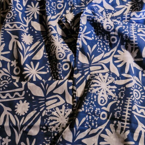 Zara wide summer pants size L like new, white and blue