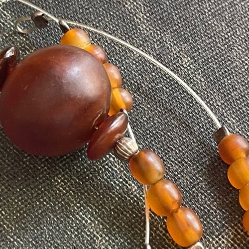 Vintage necklace handmade silver 925 and wood like new