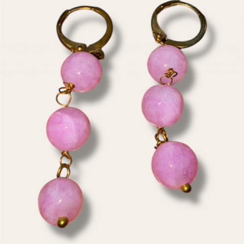 Pink Beaded Drop Earrings like new