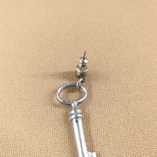 Key earrings new, metal stud