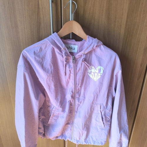 Bershka jacket purple-pink open with hood satin texture size M new