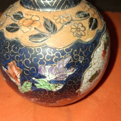 Satsuma vintage decorative vase handmade, used