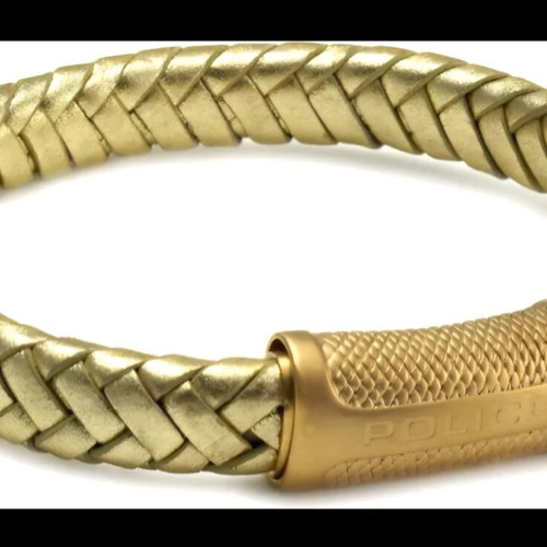 Police leather bracelet new, gold color, magnetic clasp