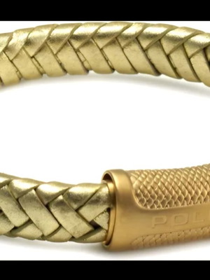 Police leather bracelet new, gold color, magnetic clasp